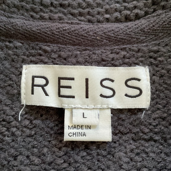 Reiss Men’s Slim Fit Button-Up Cardigan – Charcoal Gray Wool Blend (L) - Picture 3 of 16